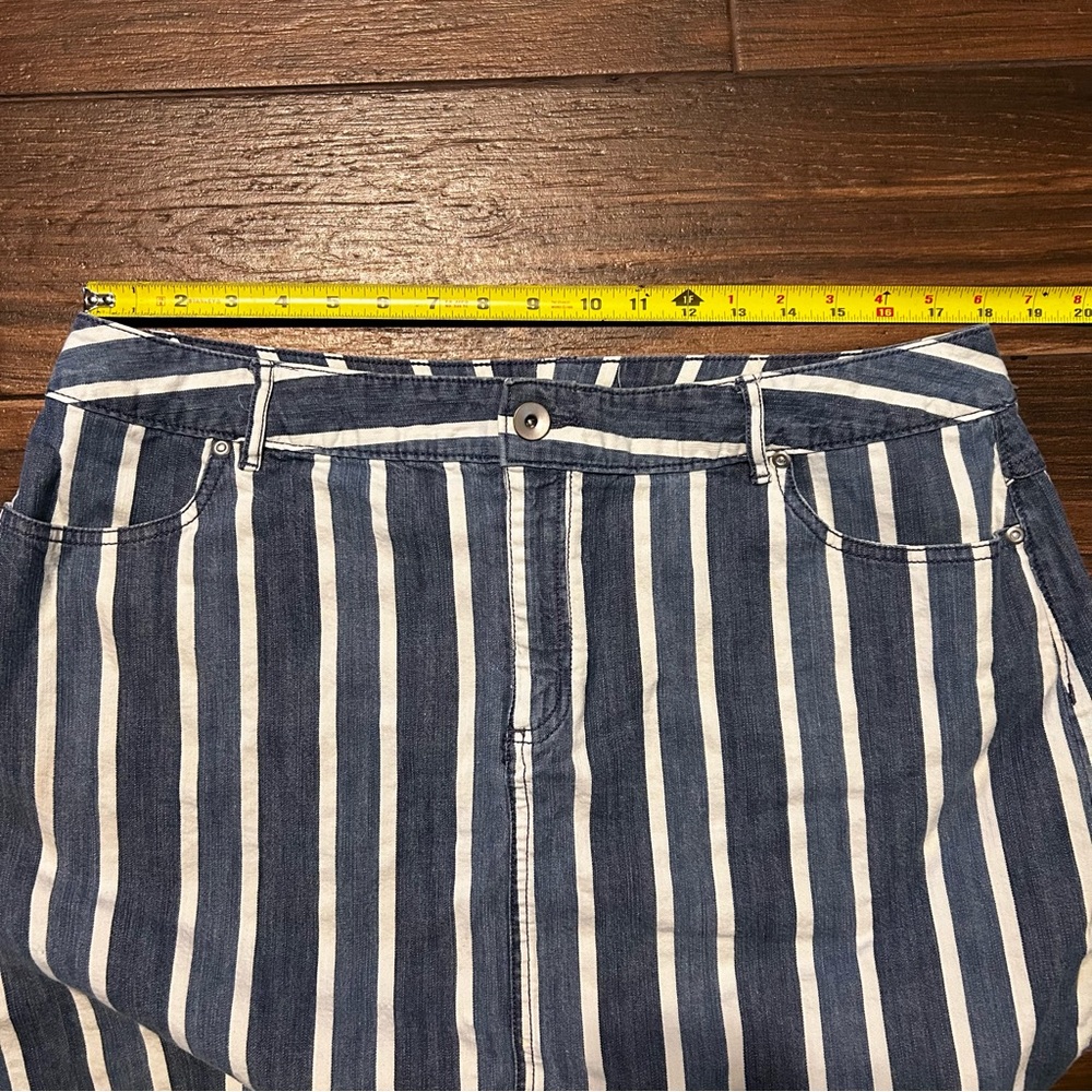 Cato Midi‎ Skirt 18W Denim Like Blue White Pockets - Picture 5 of 9